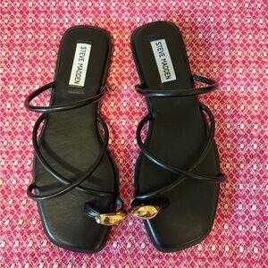 Steve Madden Black Strappy Slide Sandals